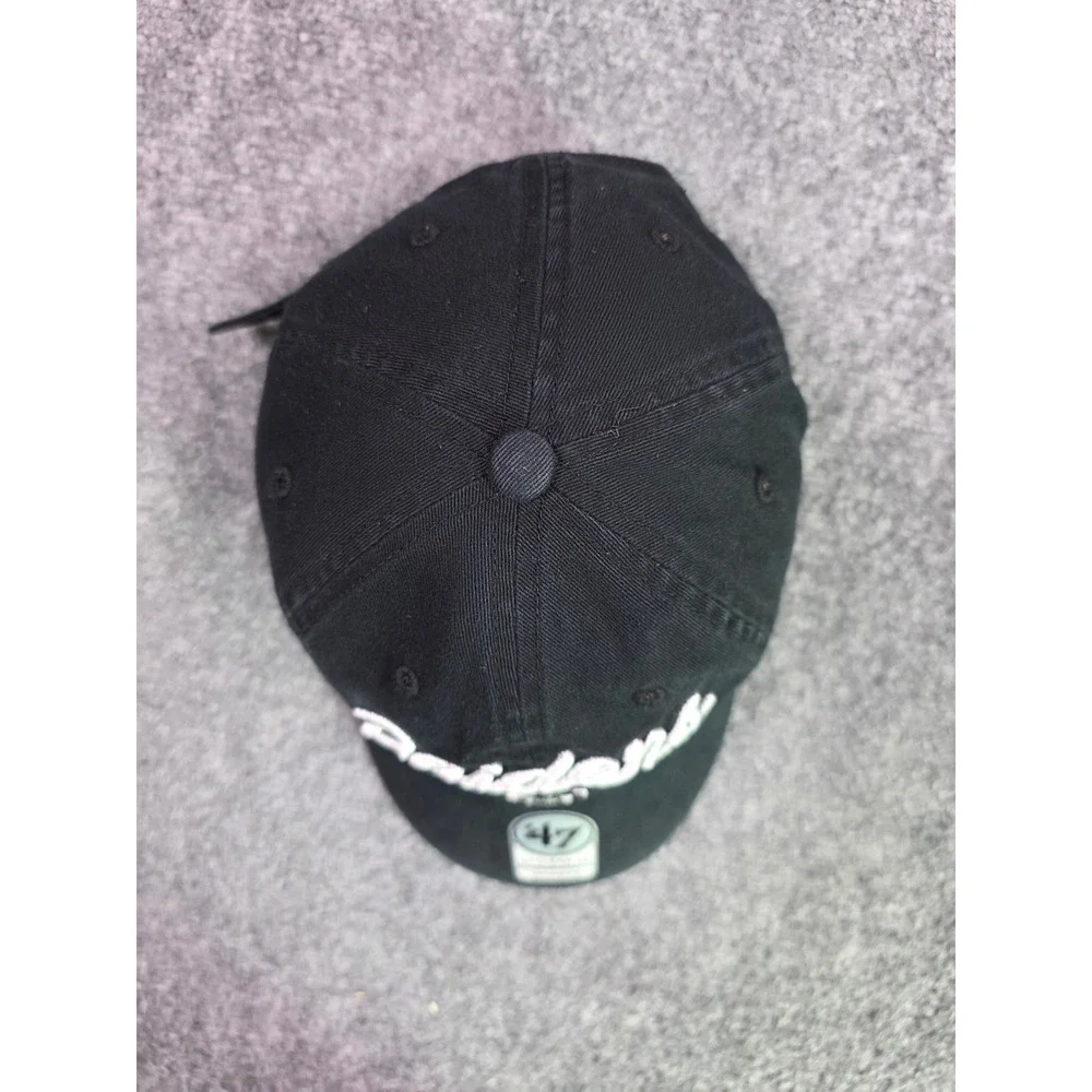 '47 Brand Clean Up Hat Womens OSFM Black Raiders NFL Embroidered Strapback‎ Cap